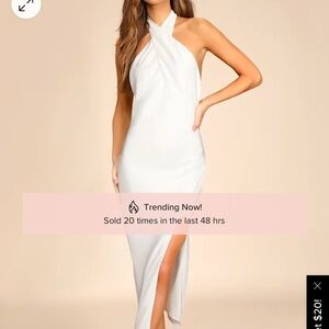 Elegant White Halter Neck Dress